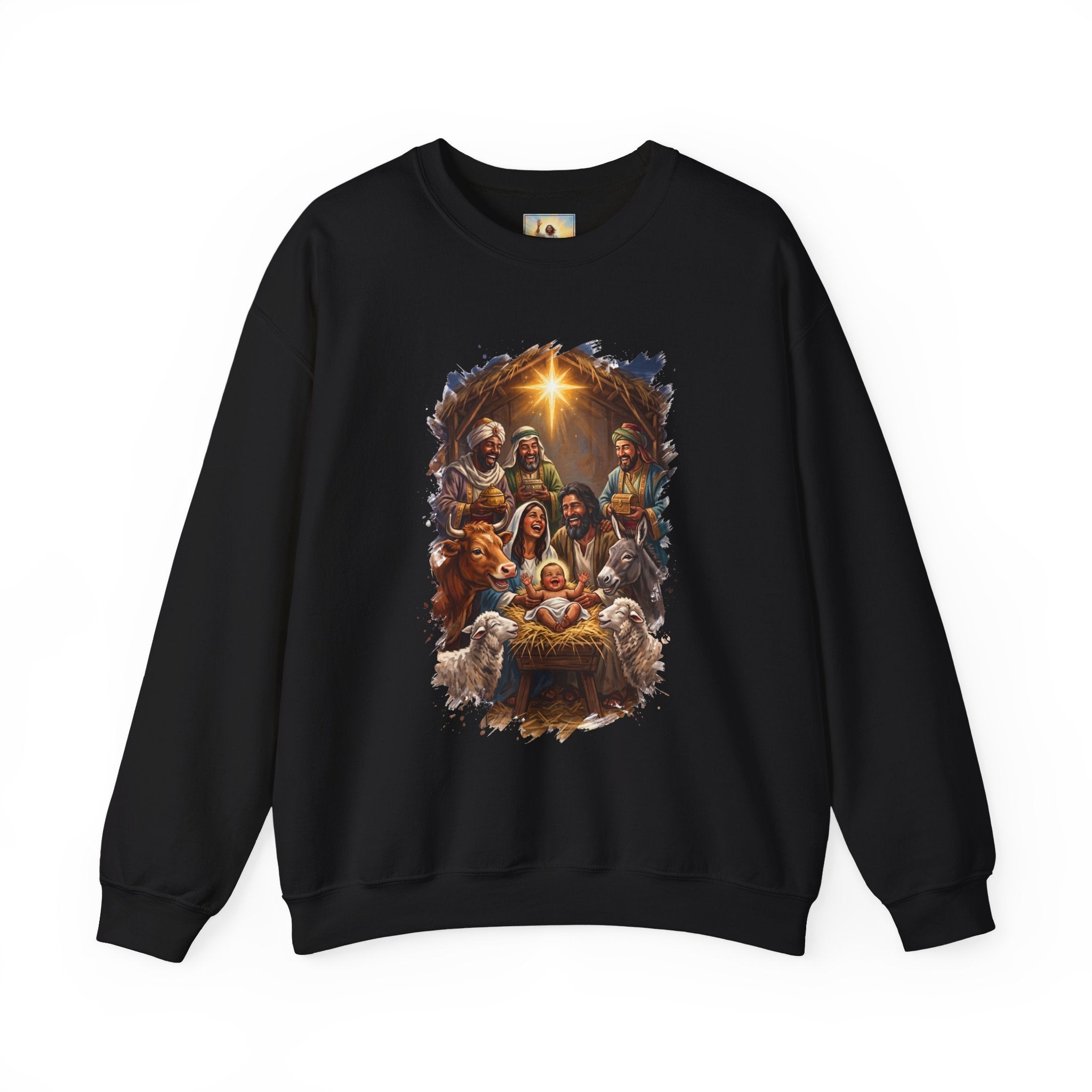 Nativity Sweatshirt | Joyful Nativity Scene with Wise Men Christian Christmas Crewneck | Joyful Jesus