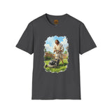 Jesus Mowing Lawn T-Shirt | Jesus with Lawn Mower, Religious Humorous Tee