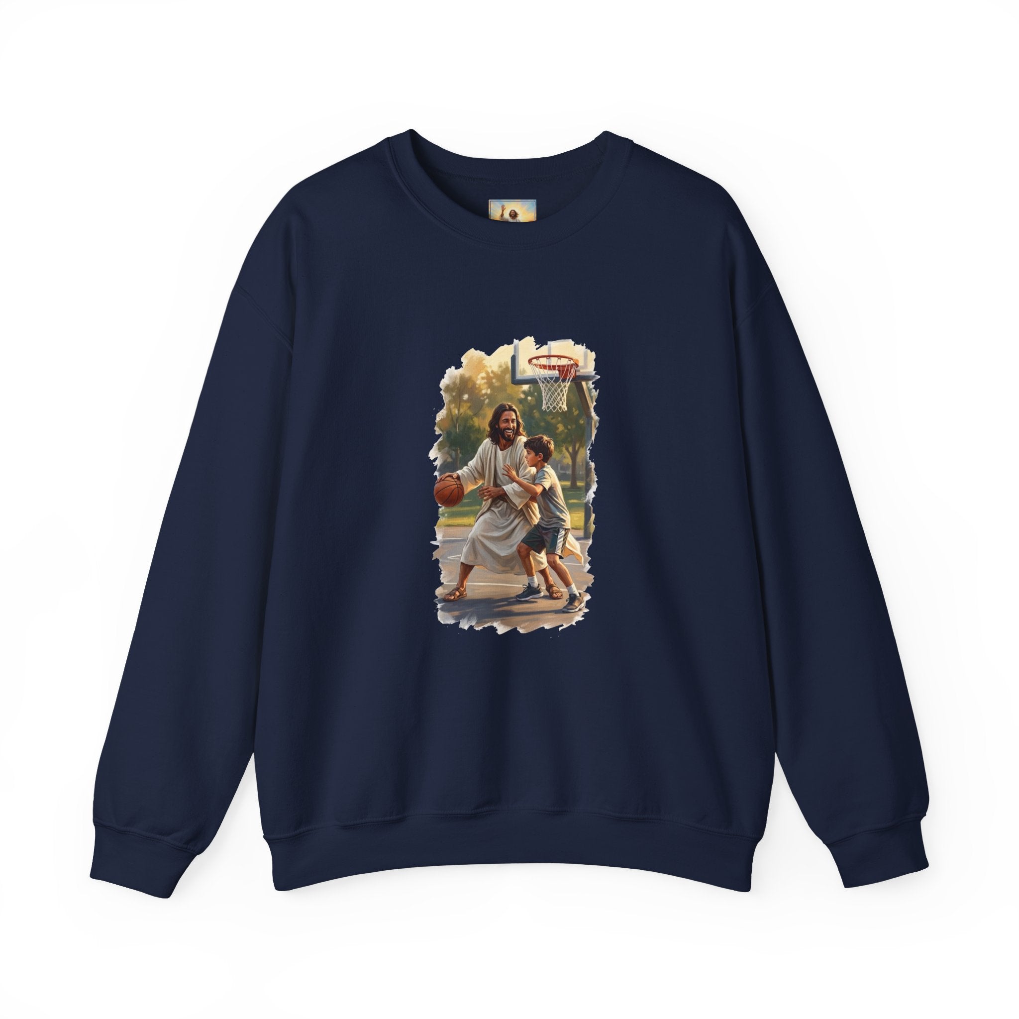 Funny Jesus Sweatshirt | Jesus Playing Basketball Christian Sweatshirt | Joyful Jesus