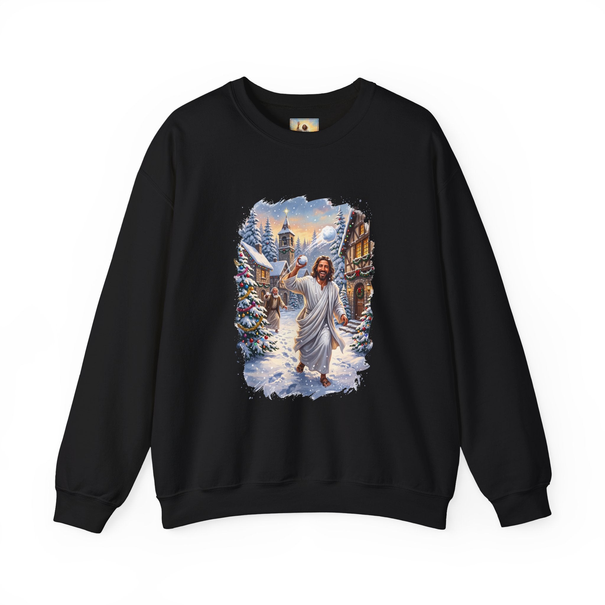 Jesus Snowball Fight Sweatshirt | Funny Christian Christmas Crewneck Sweatshirt | Joyful Jesus