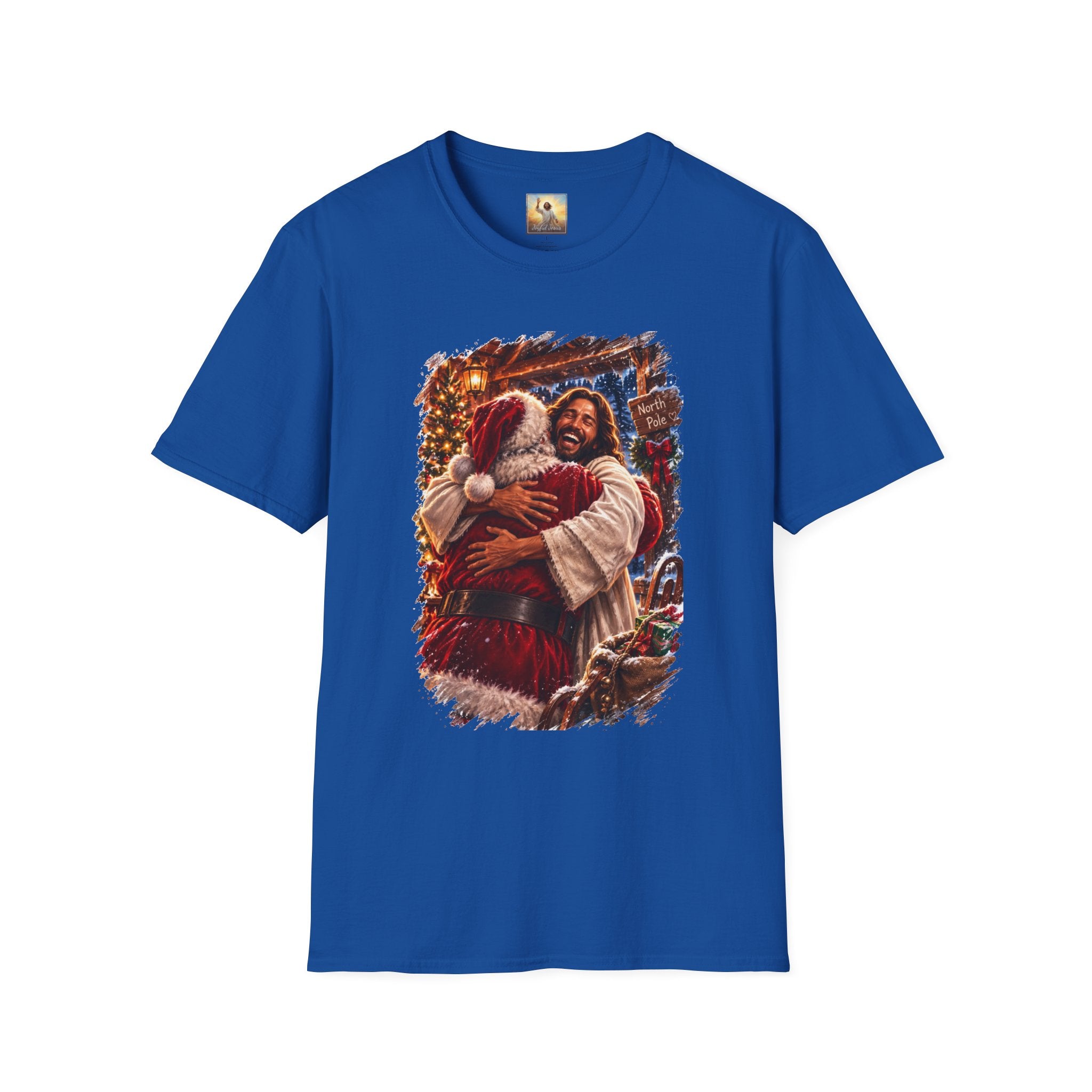 Jesus Hugging Santa Shirt | Funny Christian Christmas T Shirt | Joyful Jesus