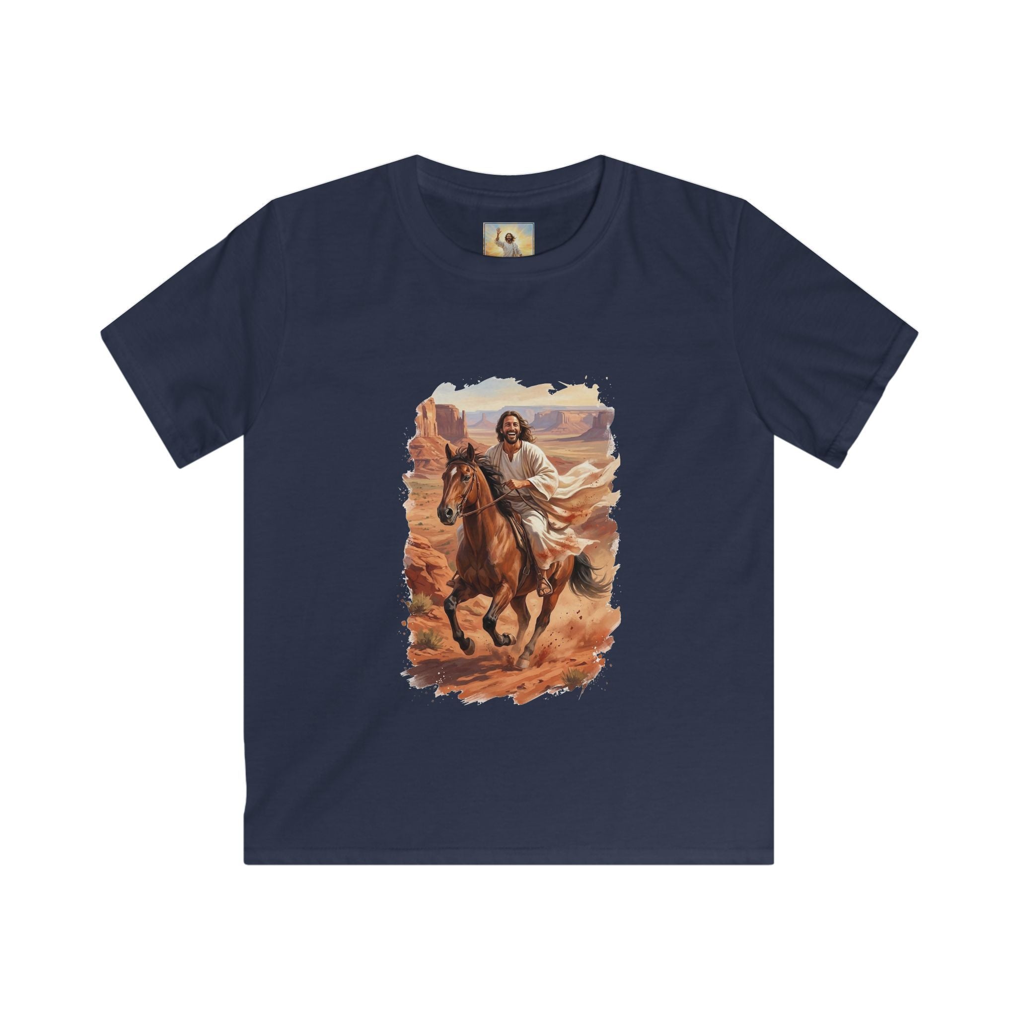 Kids Jesus Shirt | Jesus on Horseback Christian Apparel Kids T Shirt | Joyful Jesus