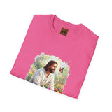Jesus in the Garden Shirt, Easter Lily Butterfly Art, Christian Spring Tee