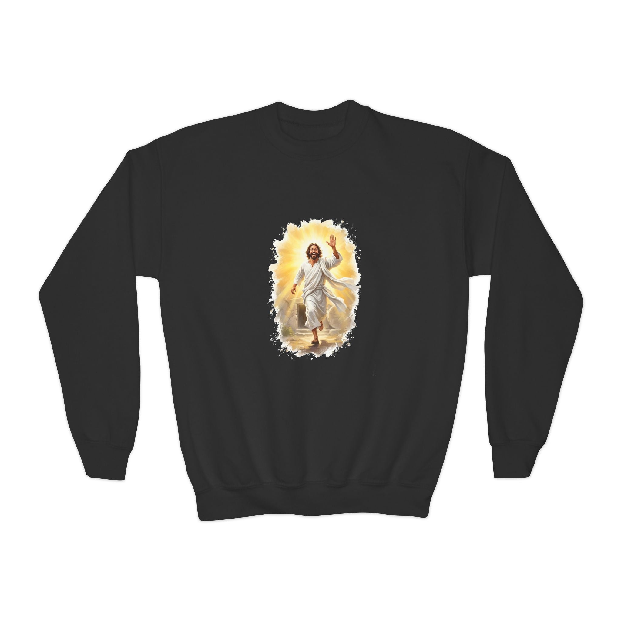 Kids Jesus Sweatshirt | He Is Risen Christian Kids Crewneck Sweatshirt | Joyful Jesus
