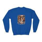 Kids Jesus Hockey Sweatshirt | Jesus Playing Hockey with Kids Christian Christmas Kids Crewneck Sweatshirt | Joyful Jesus