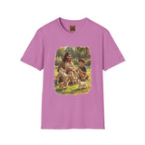 Funny Jesus Shirt | Jesus Playing with Puppies Christian T Shirt | Joyful Jesus