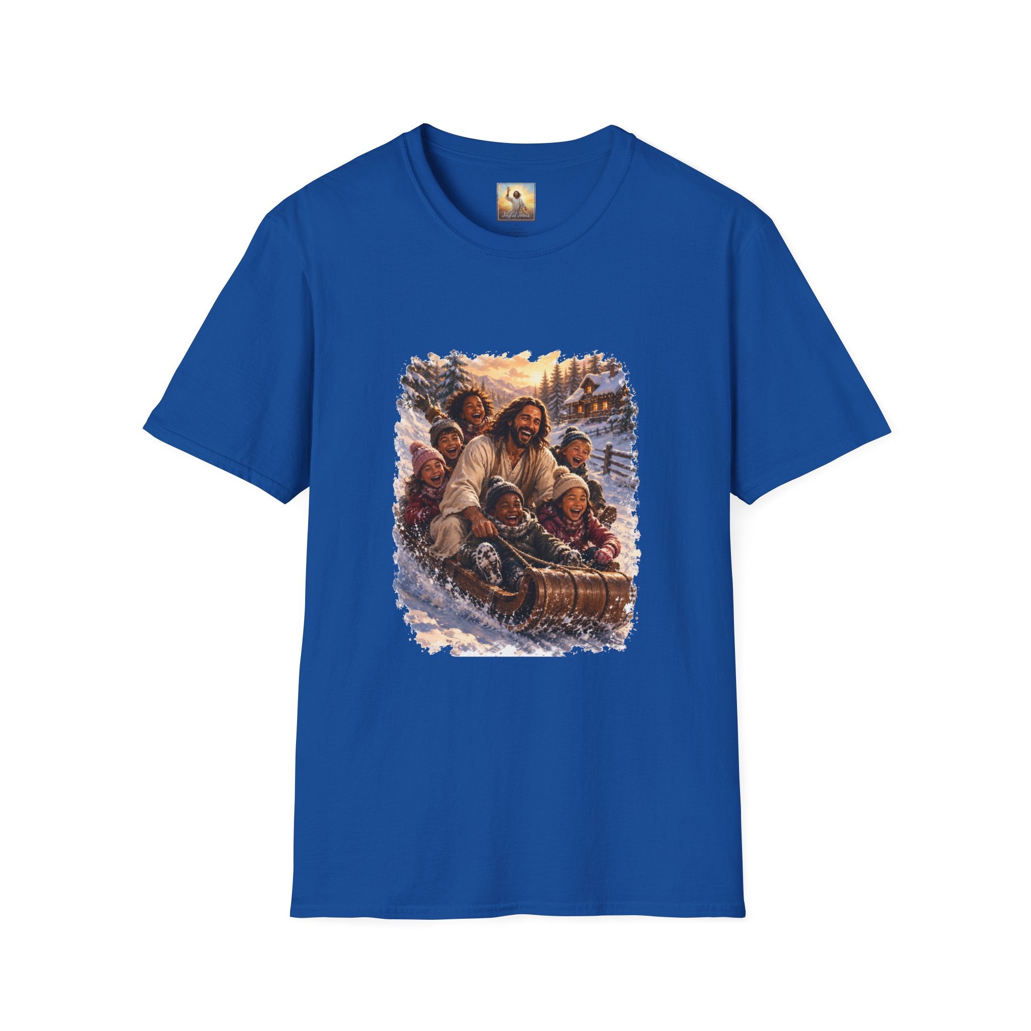 Jesus Christmas Shirt | Sledding with Jesus Christian Christmas T Shirt | Joyful Jesus