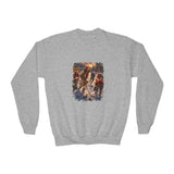Kids Jesus Hockey Sweatshirt | Jesus Playing Hockey with Kids Christian Christmas Kids Crewneck Sweatshirt | Joyful Jesus