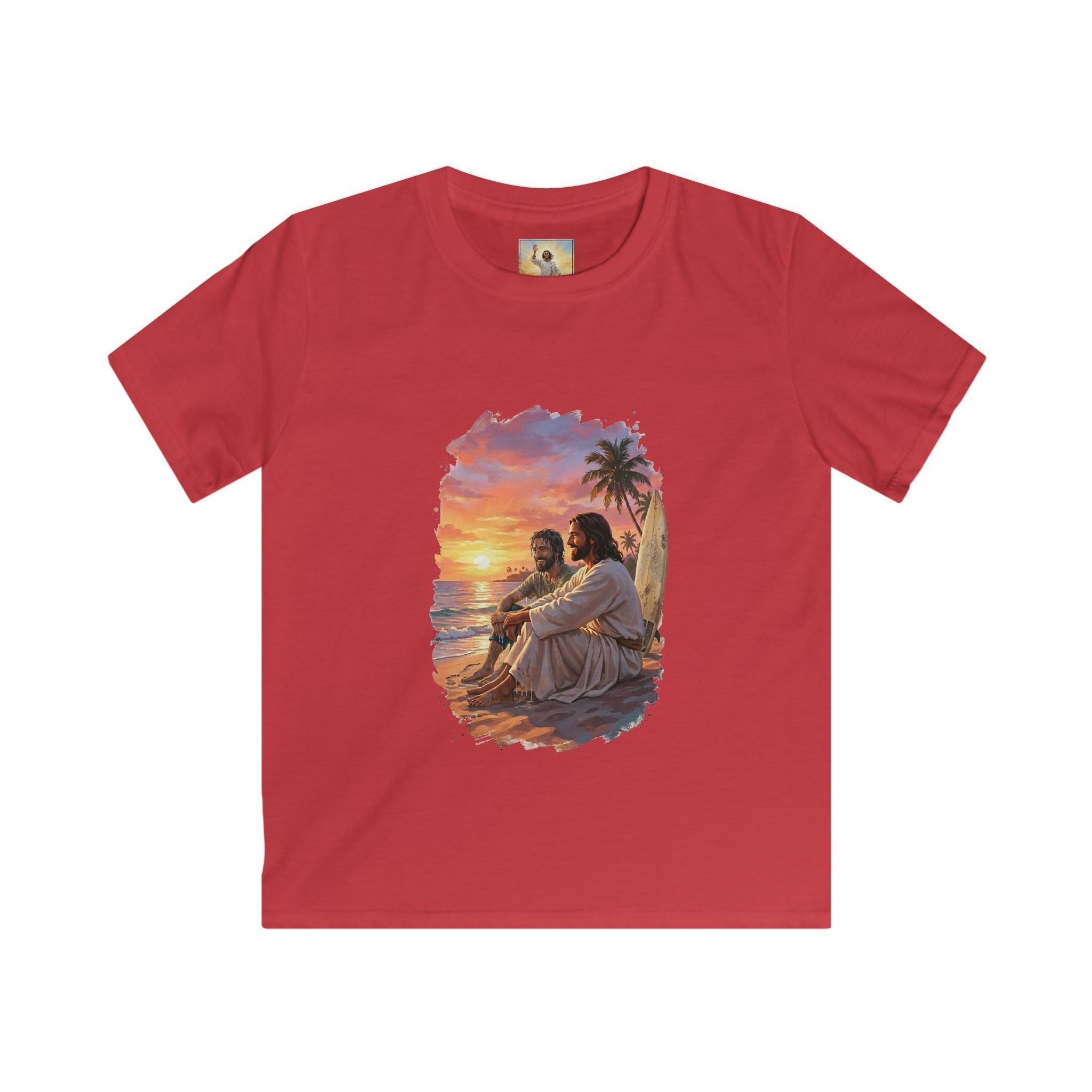 Kids Jesus Shirt | Jesus on the Beach Christian Apparel Kids T Shirt | Joyful Jesus Faith Shirt