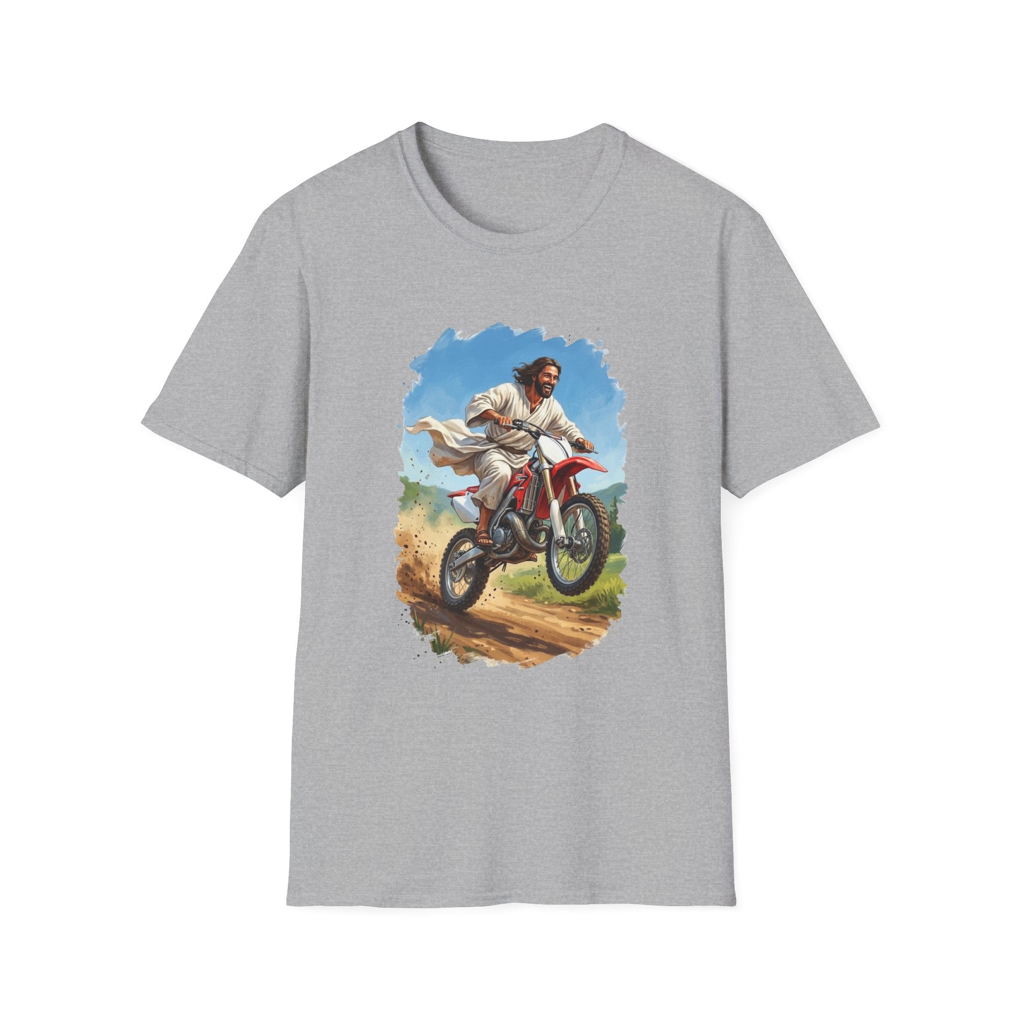 Funny Jesus Shirt | Jesus on a Dirtbike Christian T Shirt | Joyful Jesus