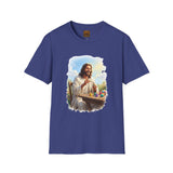 Jesus Painting Easter Eggs Shirt, Joyful Christian Art, Fun Easter Faith Tee