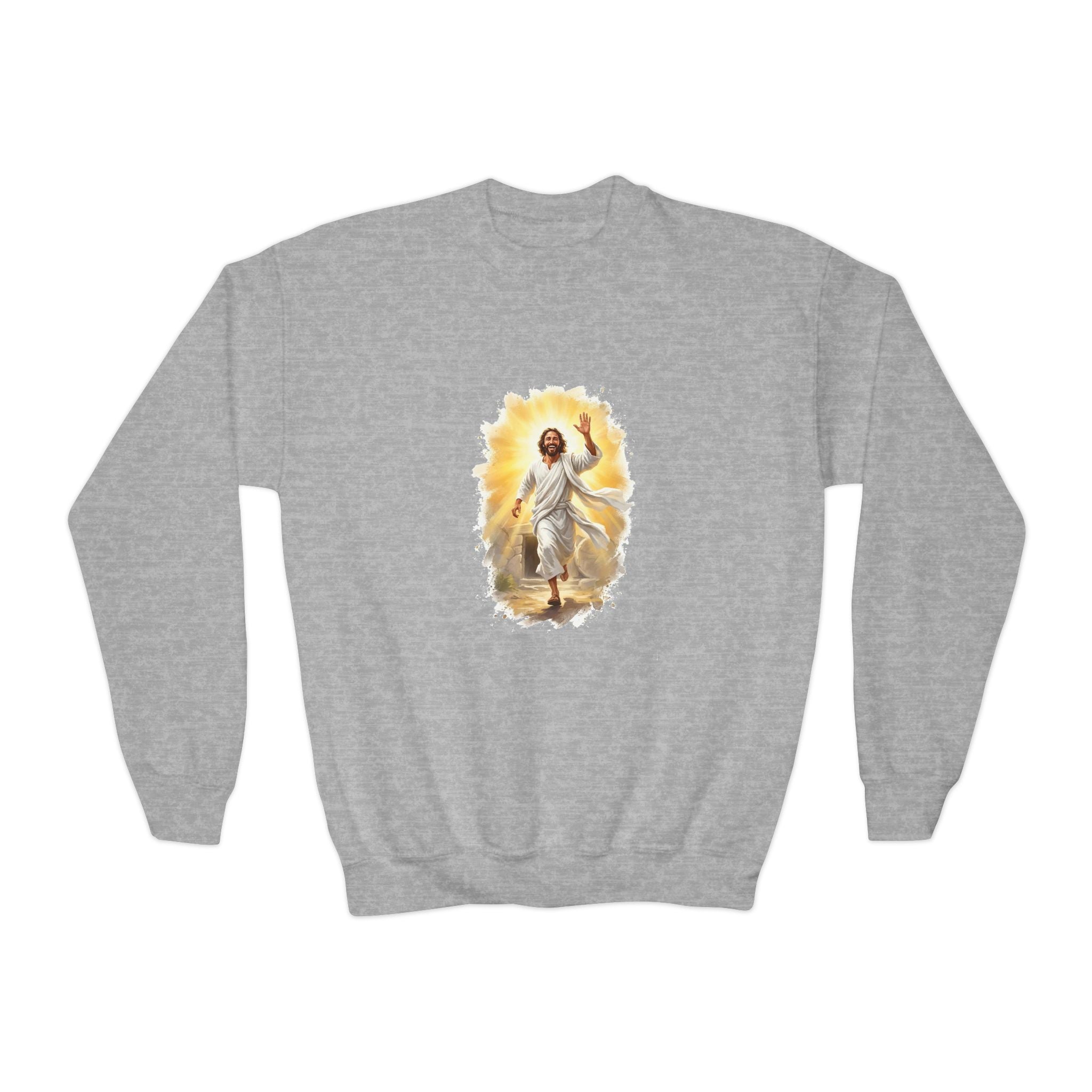 Kids Jesus Sweatshirt | He Is Risen Christian Kids Crewneck Sweatshirt | Joyful Jesus