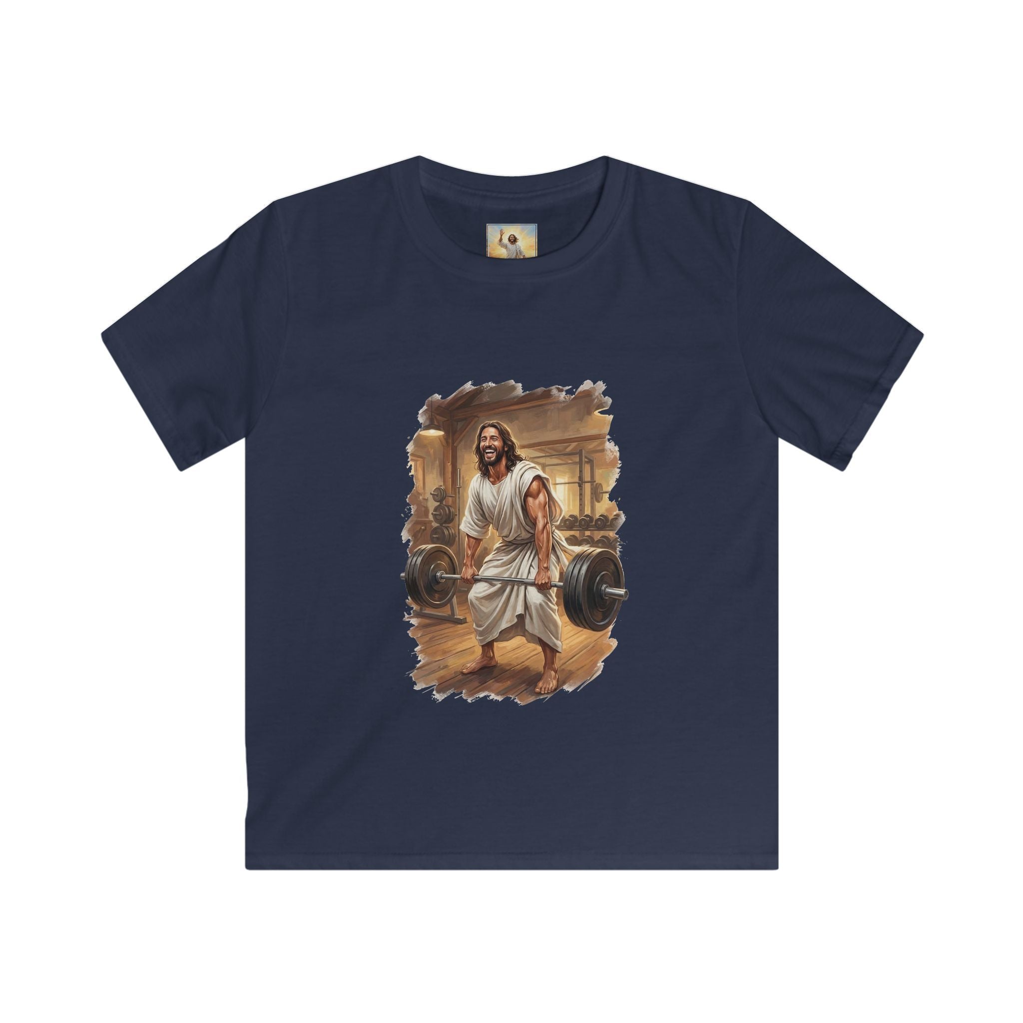 Kids Funny Jesus Shirt | Jesus Lifting Weights Christian Kids T Shirt | Faith Apparel
