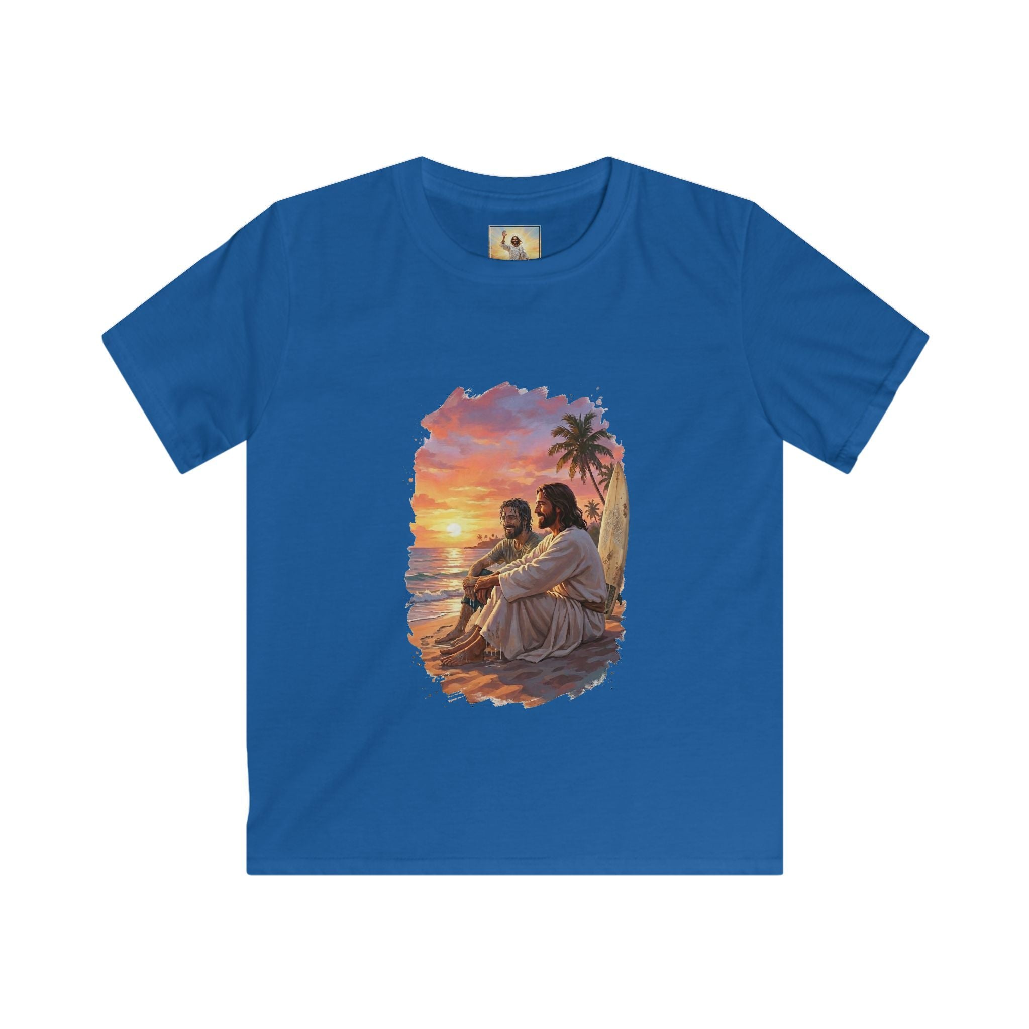 Kids Jesus Shirt | Jesus on the Beach Christian Apparel Kids T Shirt | Joyful Jesus Faith Shirt