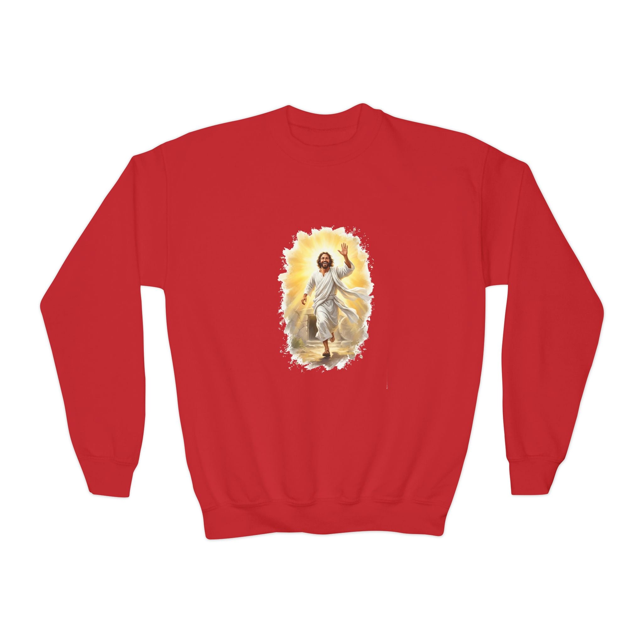 Kids Jesus Sweatshirt | He Is Risen Christian Kids Crewneck Sweatshirt | Joyful Jesus