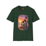 Religious Shirt | Jesus on the Beach at Sunset Christian T Shirt | Joyful Jesus