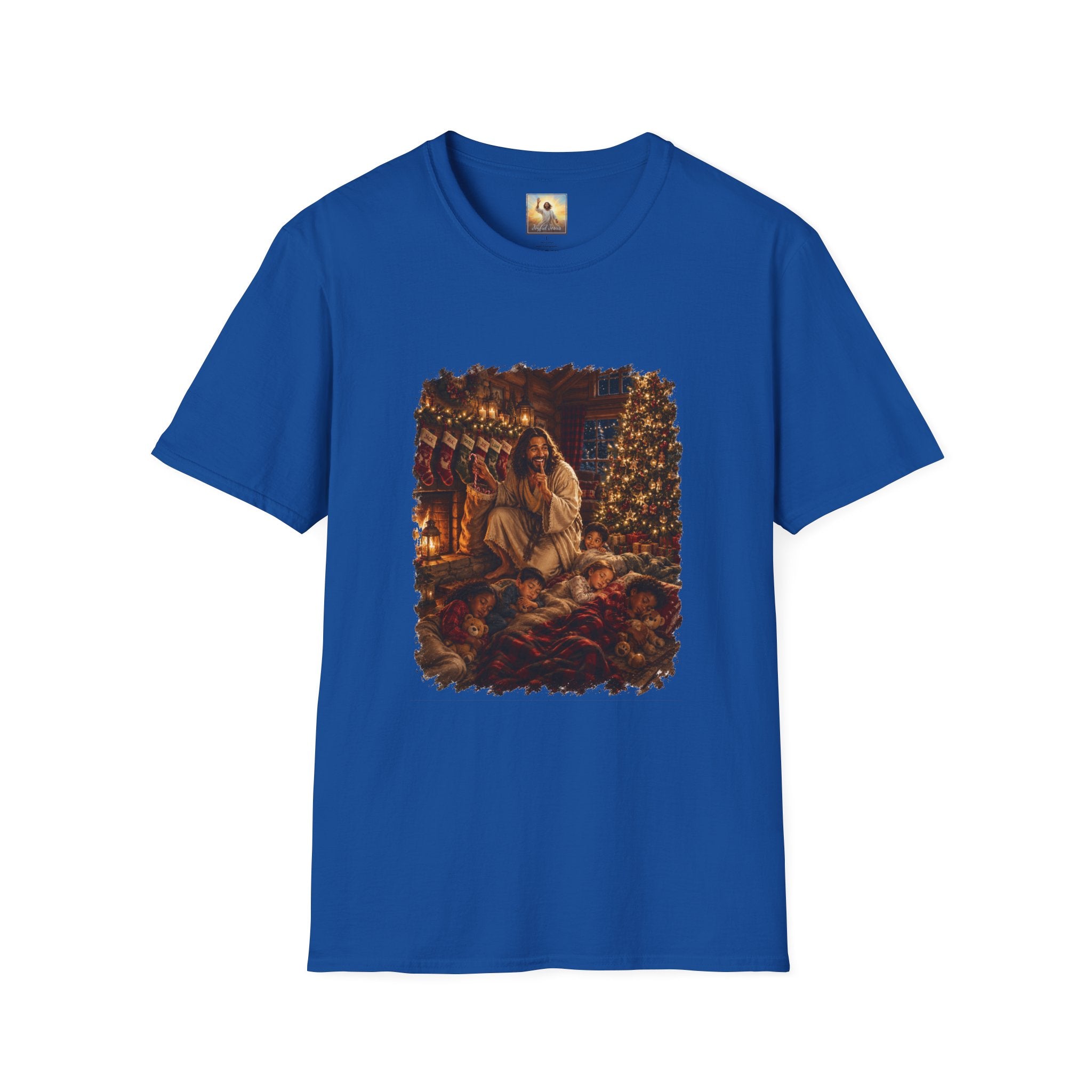 Christmas Eve Jesus Shirt | Jesus by the Fire with Sleeping Children Christian Tee | Joyful Jesus