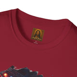 Christian T Shirt | Jesus Playing Guitar at Concert | Joyful Jesus Faith Shirt