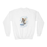 Kids Jesus Sweatshirt | Skiing Jesus Christian Apparel Kids Crewneck Sweatshirt | Joyful Jesus Faith Sweatshirt