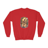 Kids Jesus Basketball Sweatshirt | Jesus Playing Basketball with Kids Christian Kids Crewneck Sweatshirt | Joyful Jesus