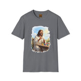 Jesus Painting Easter Eggs Shirt, Joyful Christian Art, Fun Easter Faith Tee