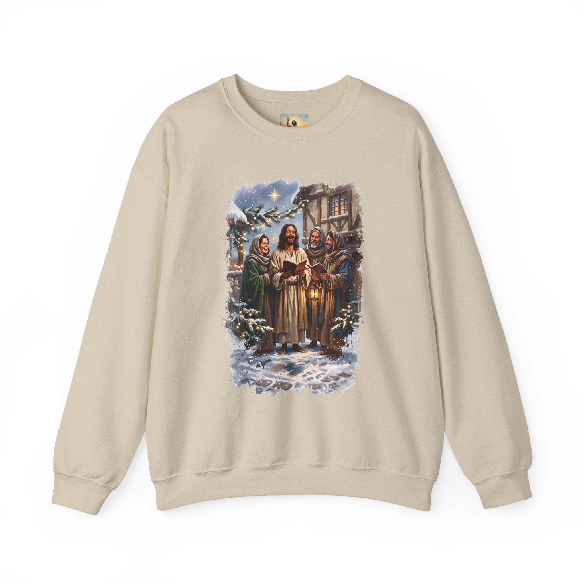 Jesus Caroling Sweatshirt | Jesus Singing Christmas Carols Christian Crewneck | Joyful Jesus