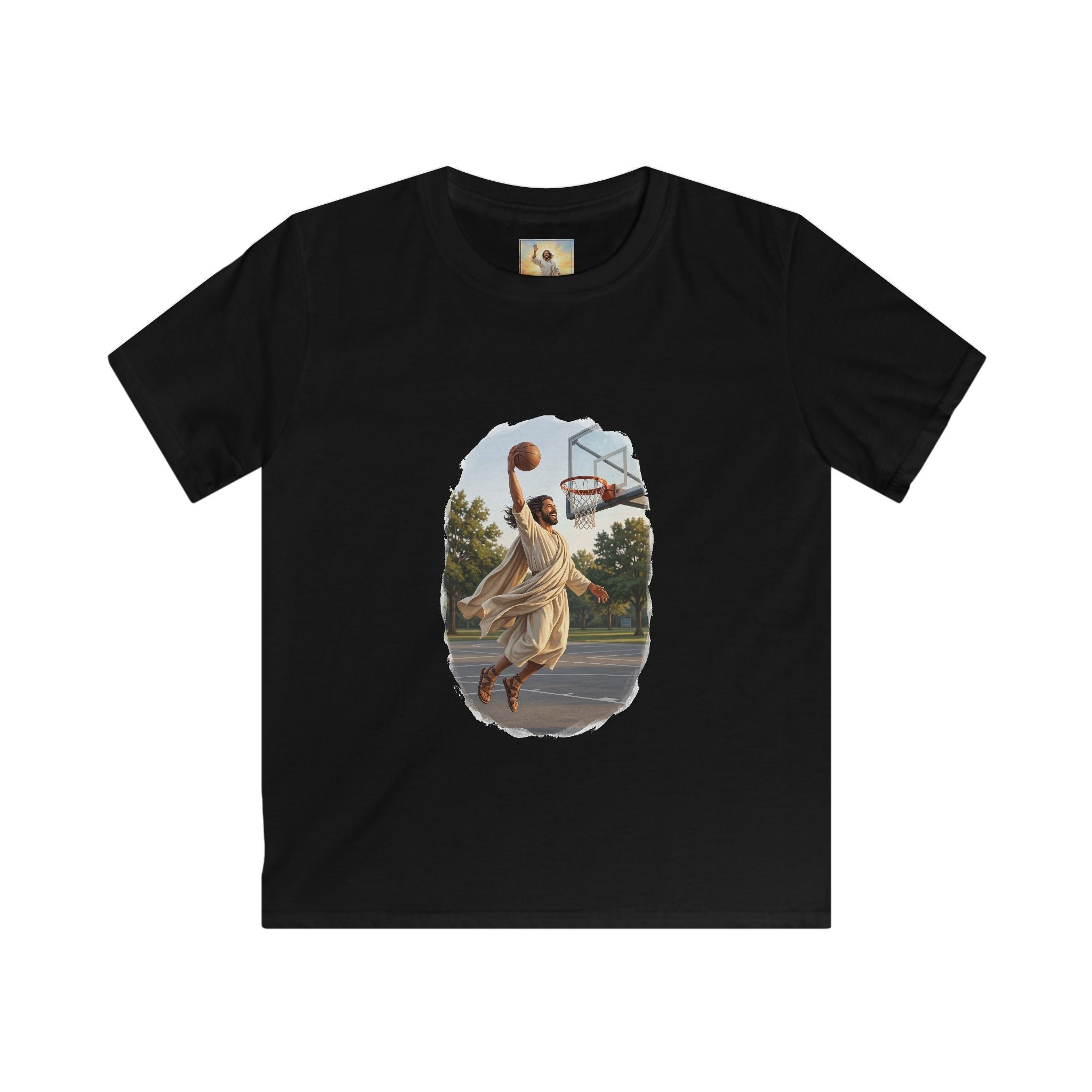 Kids Jesus Dunking Shirt | Jesus Slam Dunk Funny Christian Basketball Kids T Shirt | Joyful Jesus