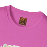 Jesus in the Garden Shirt, Easter Lily Butterfly Art, Christian Spring Tee