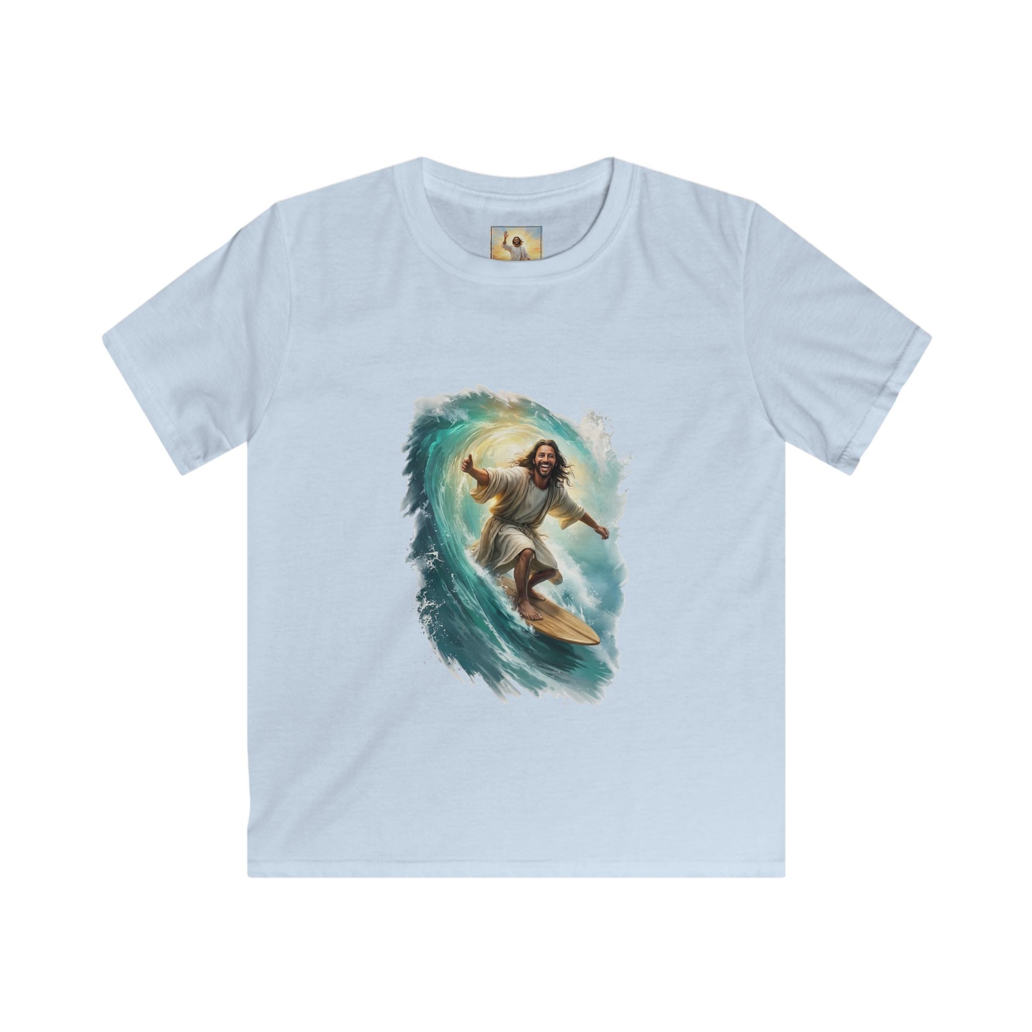 Kids Jesus Shirt | Surfing Jesus Funny Christian Kids T Shirt | Joyful Jesus