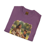 Funny Jesus Shirt | Jesus Playing with Puppies Christian T Shirt | Joyful Jesus