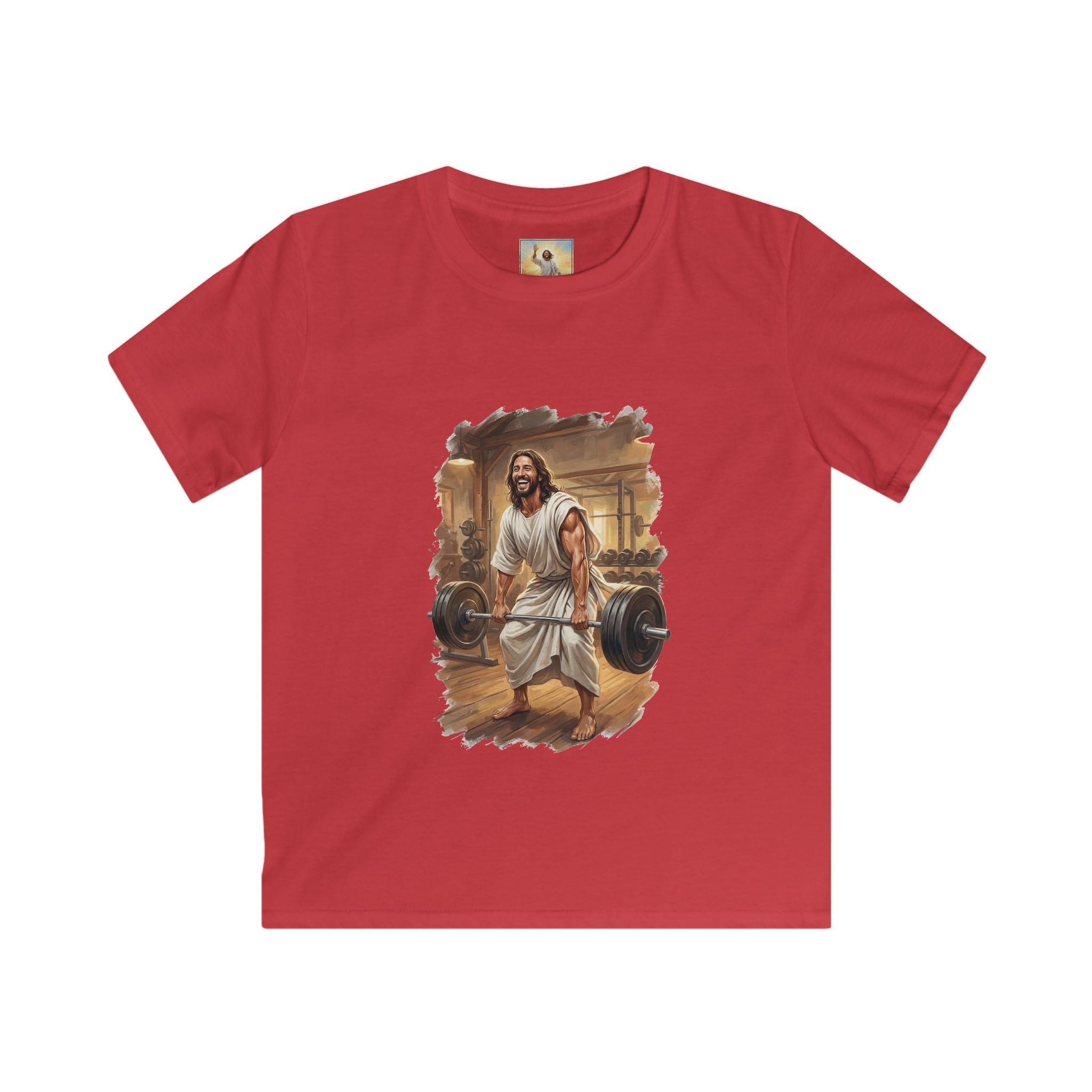 Kids Funny Jesus Shirt | Jesus Lifting Weights Christian Kids T Shirt | Faith Apparel
