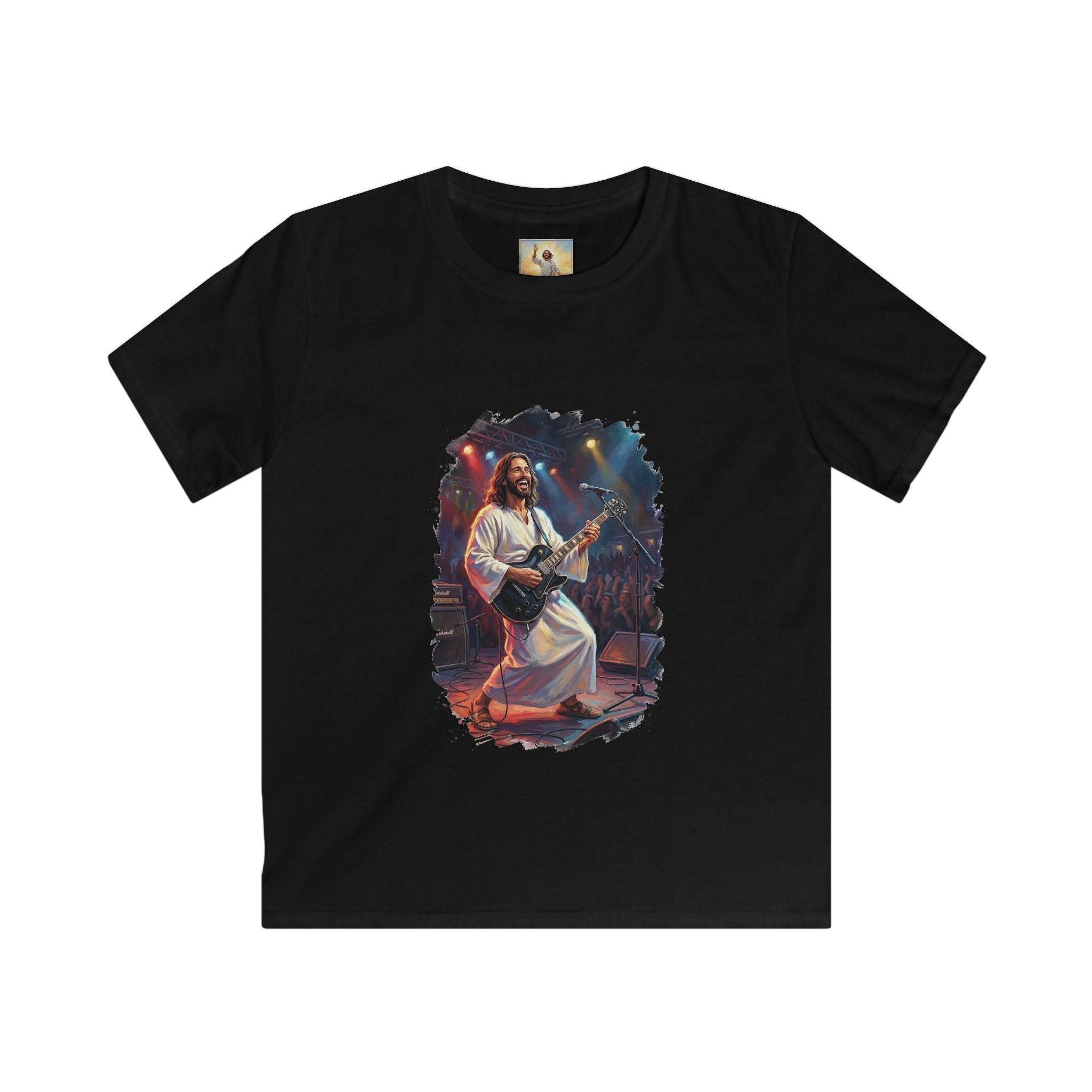 Kids Christian Shirt | Jesus Playing Guitar at Concert Kids T Shirt | Joyful Jesus Faith Shirt