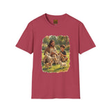 Funny Jesus Shirt | Jesus Playing with Puppies Christian T Shirt | Joyful Jesus
