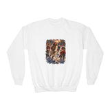 Kids Jesus Hockey Sweatshirt | Jesus Playing Hockey with Kids Christian Christmas Kids Crewneck Sweatshirt | Joyful Jesus