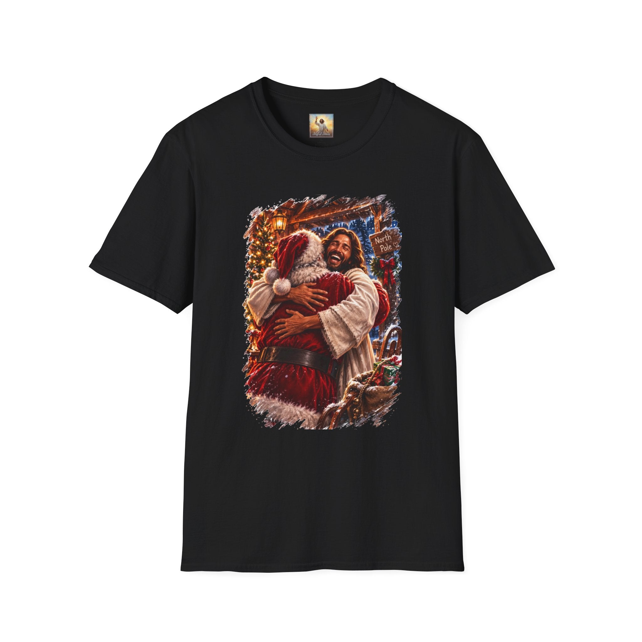Jesus Hugging Santa Shirt | Funny Christian Christmas T Shirt | Joyful Jesus