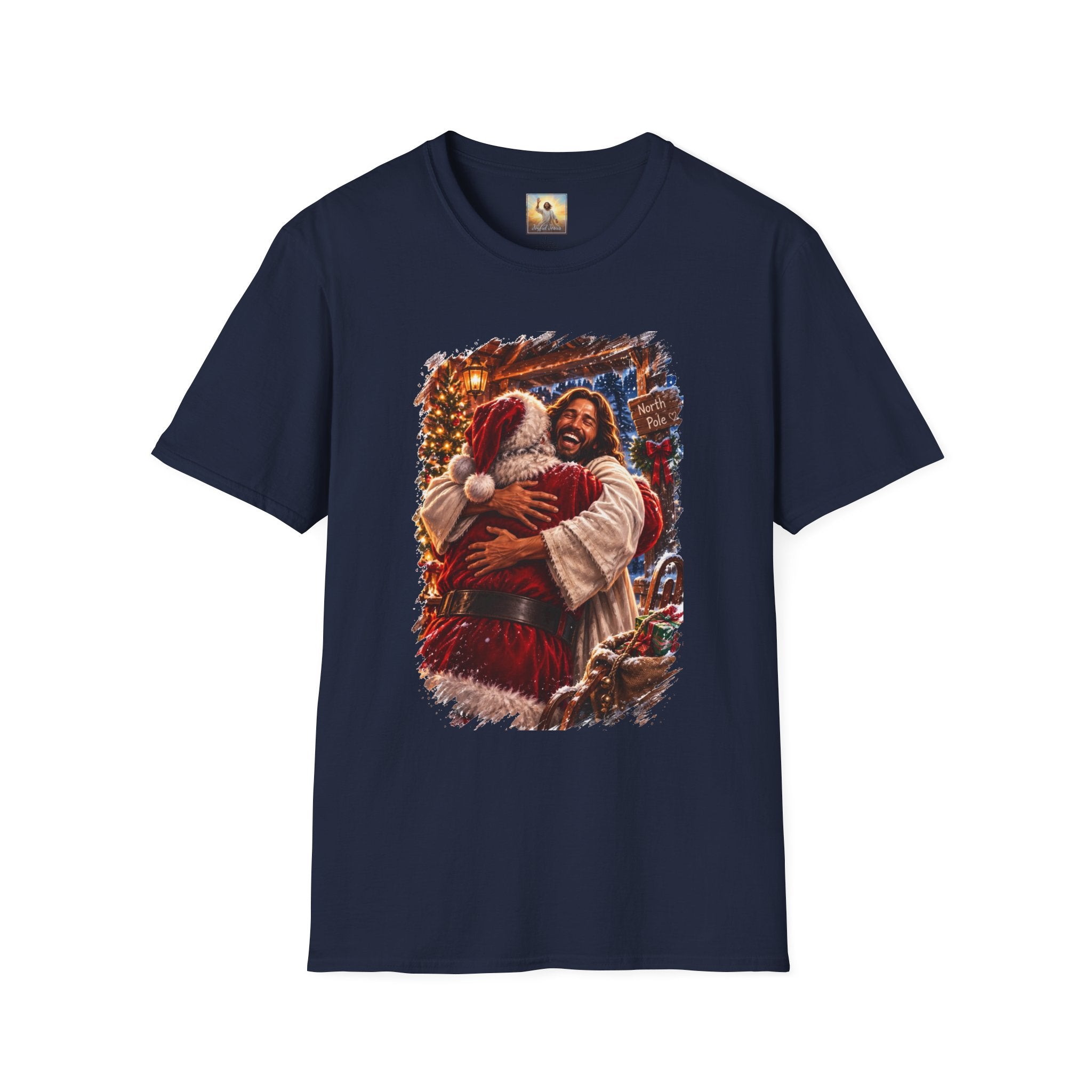 Jesus Hugging Santa Shirt | Funny Christian Christmas T Shirt | Joyful Jesus