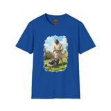 Jesus Mowing Lawn T-Shirt | Jesus with Lawn Mower, Religious Humorous Tee