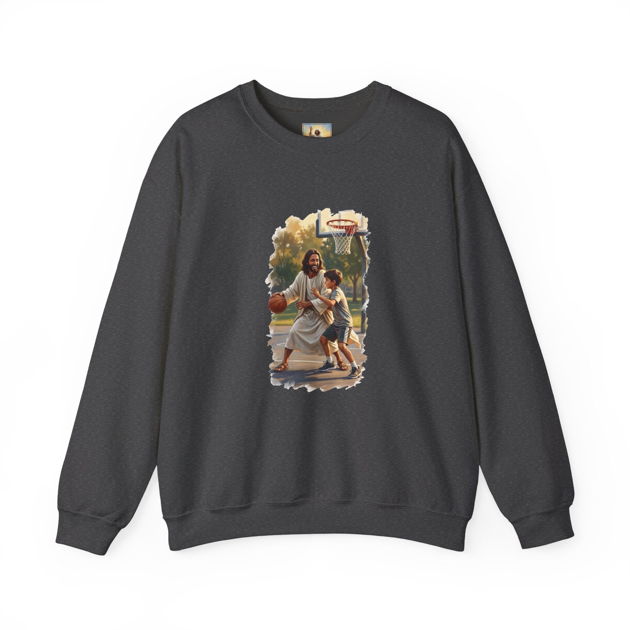 Funny Jesus Sweatshirt | Jesus Playing Basketball Christian Sweatshirt | Joyful Jesus