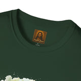 Jesus in the Garden Shirt, Easter Lily Butterfly Art, Christian Spring Tee