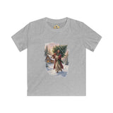Kids Jesus Christmas Tree Shirt | Jesus Carrying a Christmas Tree Christian Christmas Kids T Shirt | Joyful Jesus