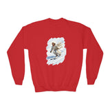 Kids Jesus Sweatshirt | Skiing Jesus Christian Apparel Kids Crewneck Sweatshirt | Joyful Jesus Faith Sweatshirt