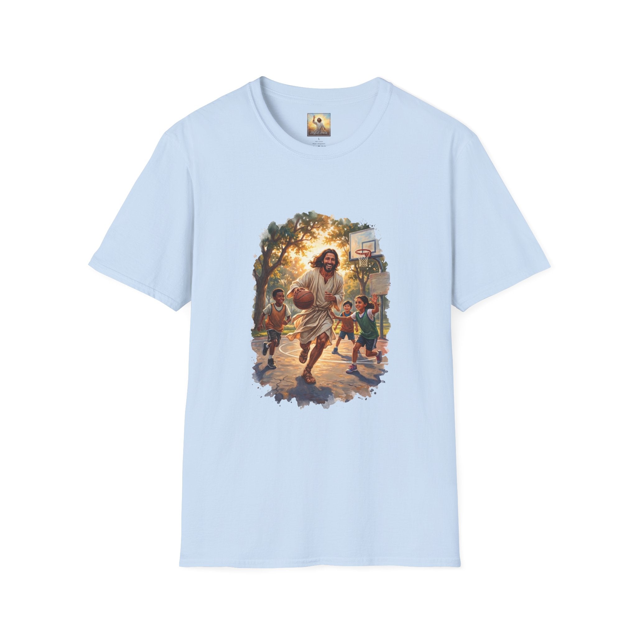 Jesus Basketball Shirt | Jesus Playing Basketball with Kids Christian T Shirt | Joyful Jesus