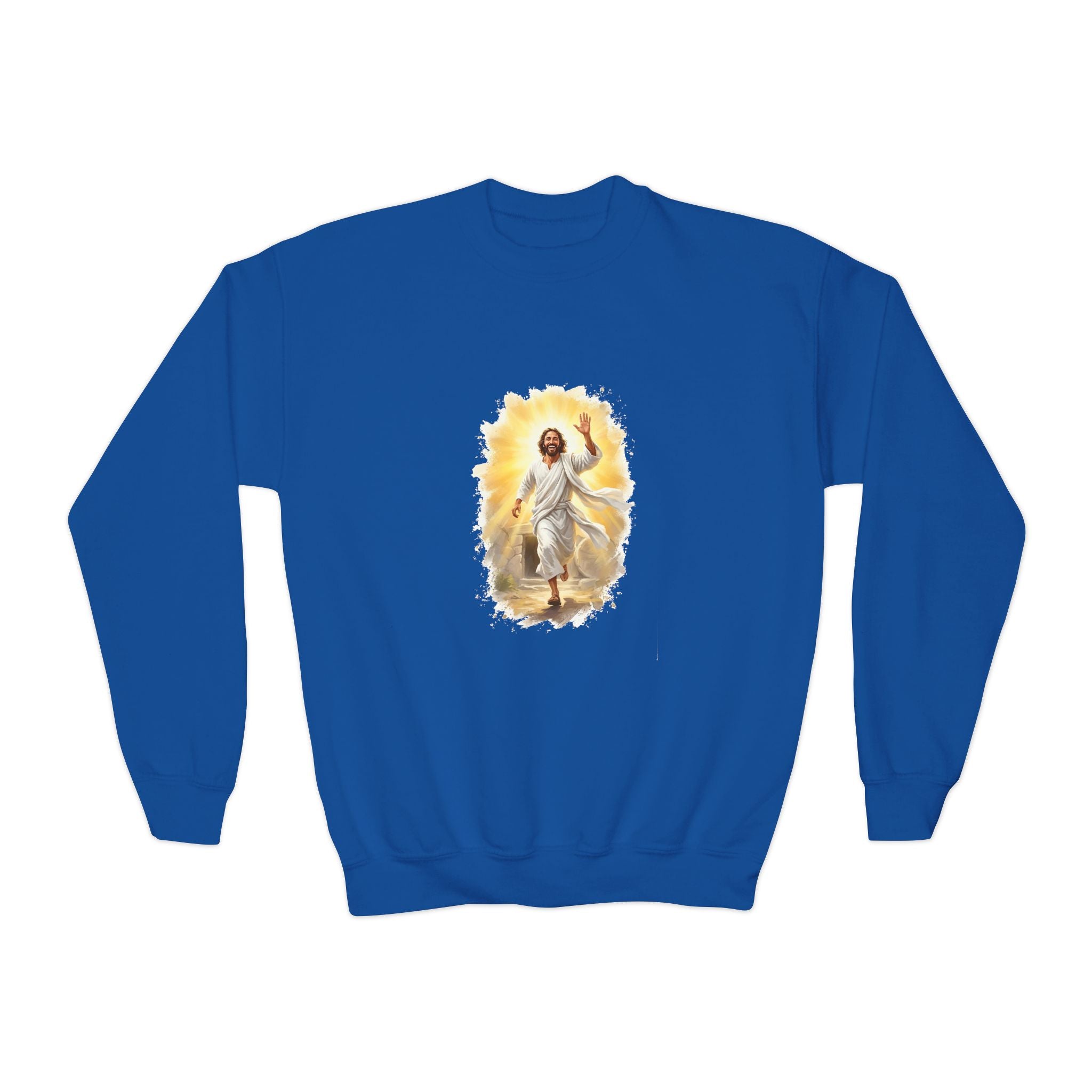 Kids Jesus Sweatshirt | He Is Risen Christian Kids Crewneck Sweatshirt | Joyful Jesus
