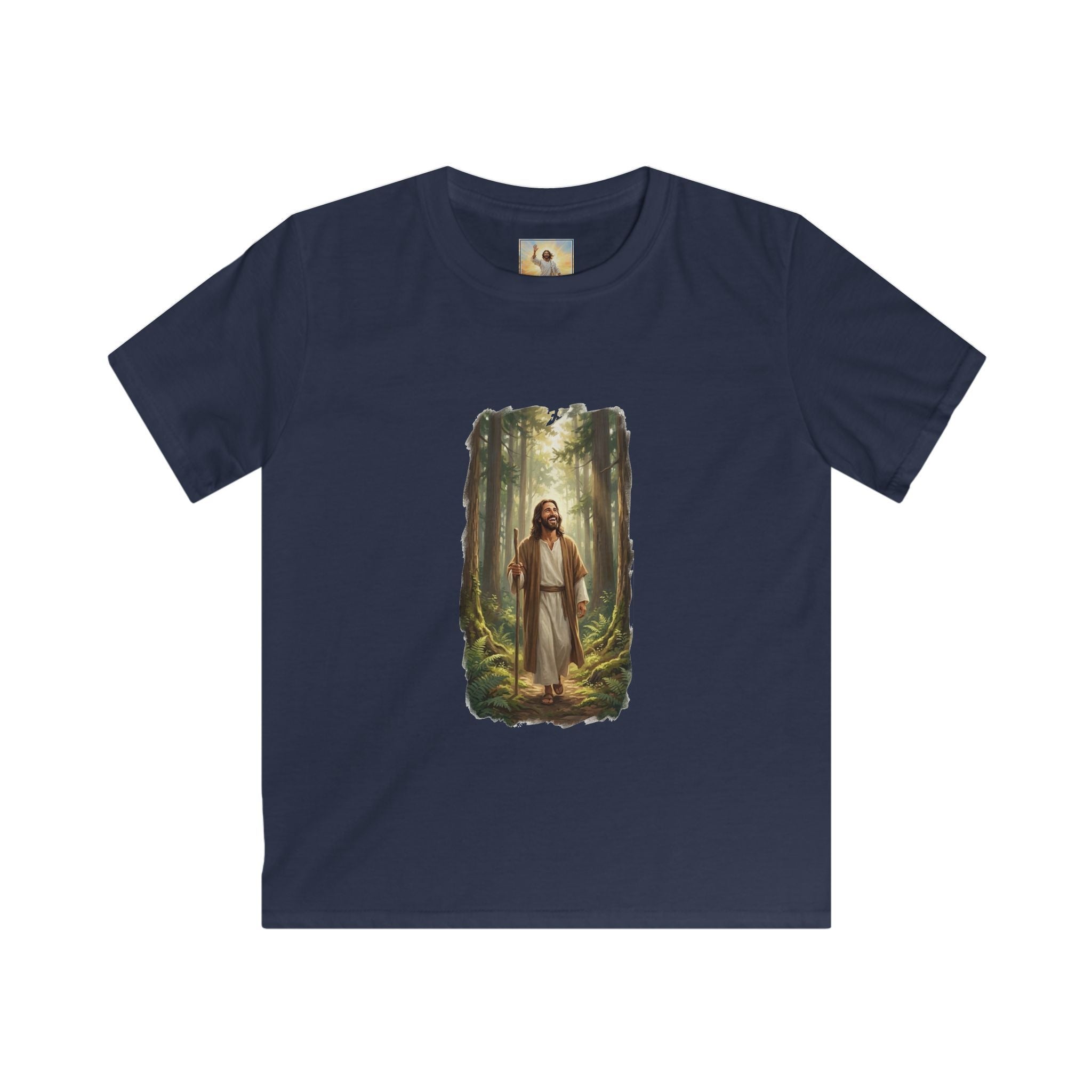Kids Religious Shirt | Jesus Walking in the Woods Christian Kids T Shirt | Faith Shirt