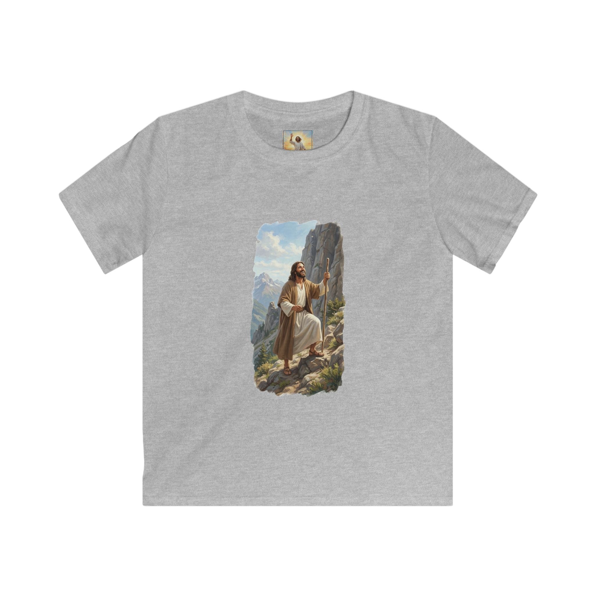 Kids God Shirt | Jesus Hiking Mountain Christian Kids T Shirt | Faith Apparel