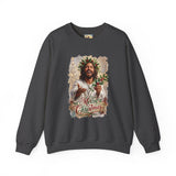 Merry Christmas Jesus Sweatshirt | Laughing Jesus with Holly Christian Crewneck | Joyful Jesus