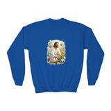 Kids Religious Sweatshirt | Jesus in the Garden Christian Kids Crewneck Sweatshirt | Joyful Jesus