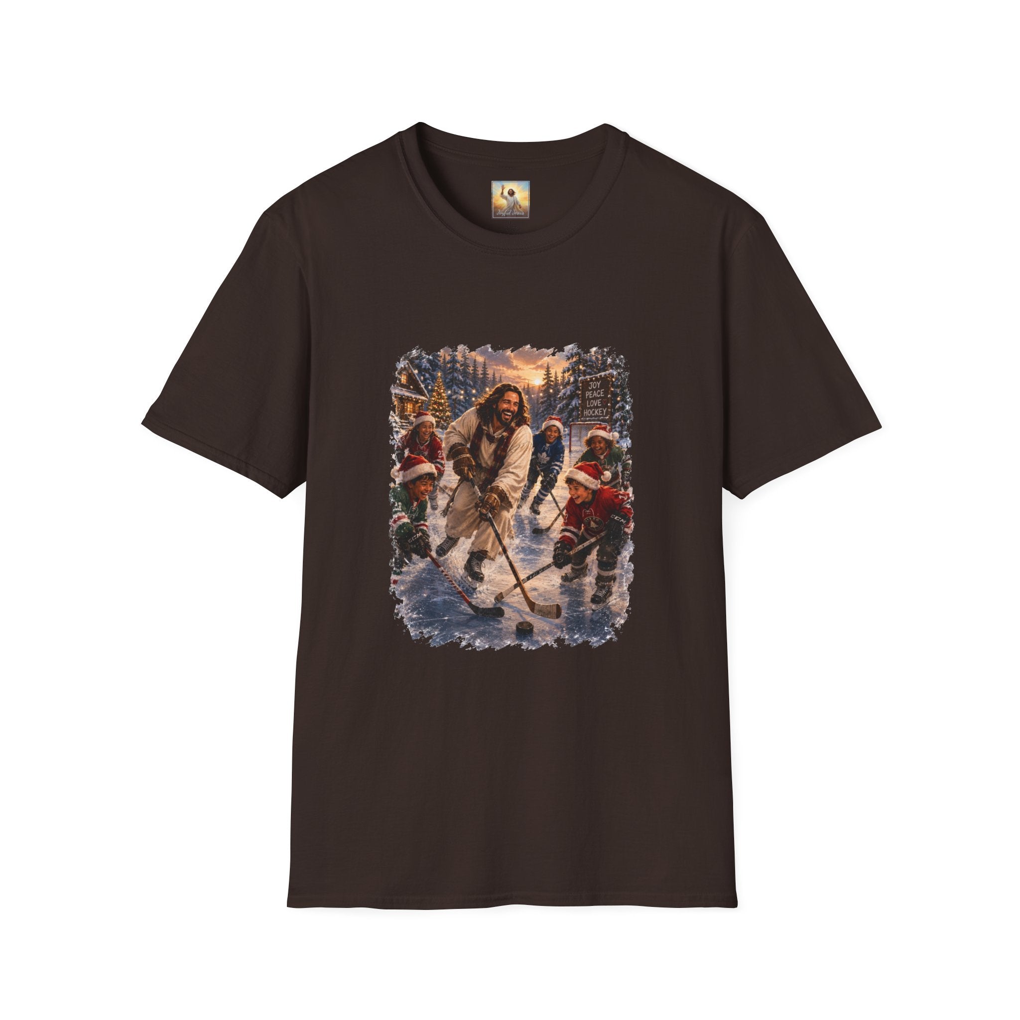 Jesus Hockey Shirt | Jesus Playing Hockey with Kids Christian Christmas T Shirt | Joyful Jesus