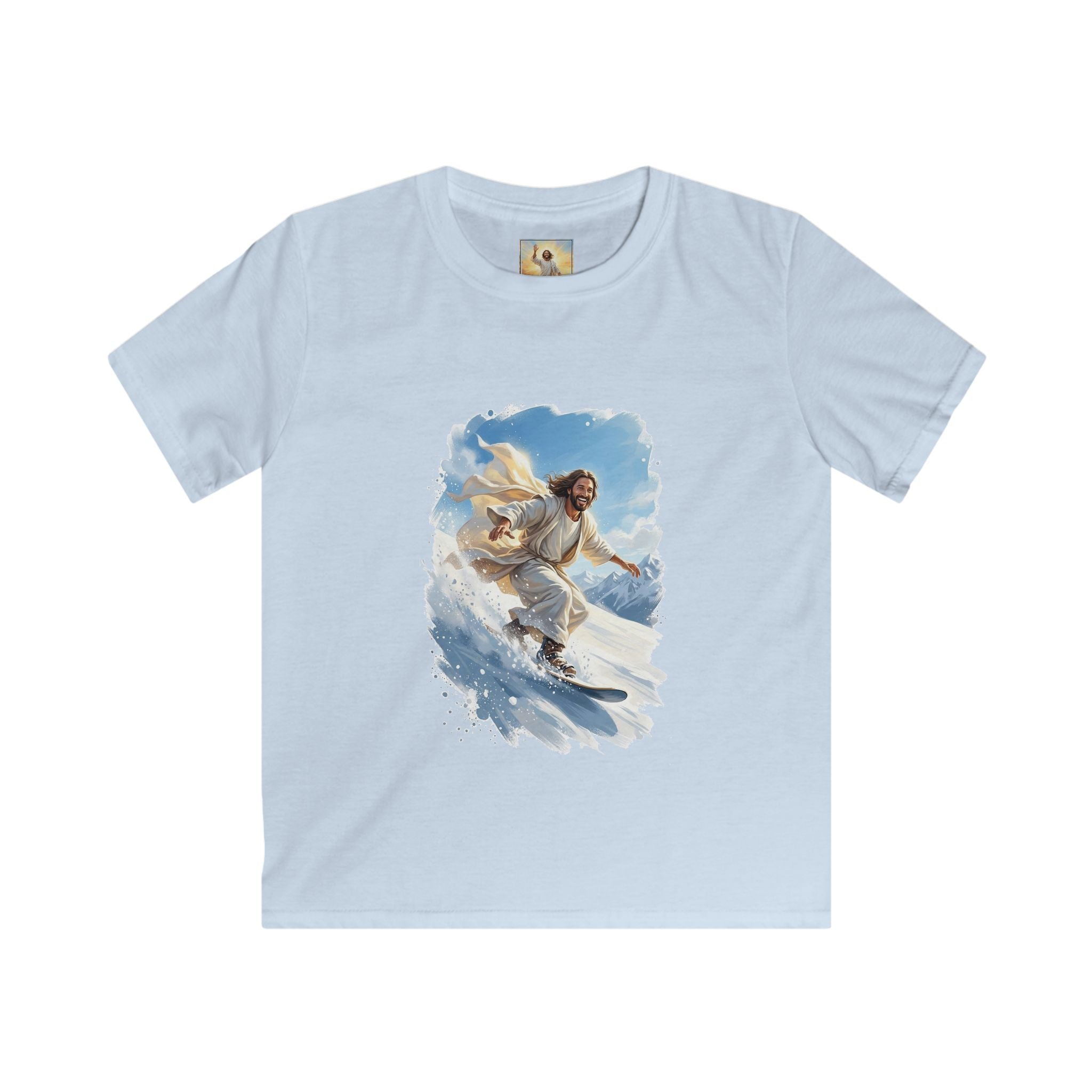 Kids God Shirt | Jesus Snowboarding Christian Kids T Shirt | Joyful Jesus Faith Apparel