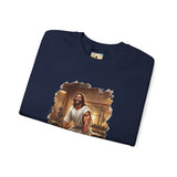 Funny Jesus Sweatshirt | Jesus Lifting Weights Christian Crewneck Sweatshirt | Faith Apparel